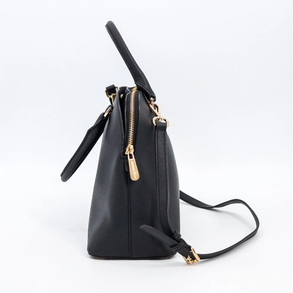 Michael Kors Cindy‎ Dome Satchel Womens L Black Saffiano Leather Crossbody Bag